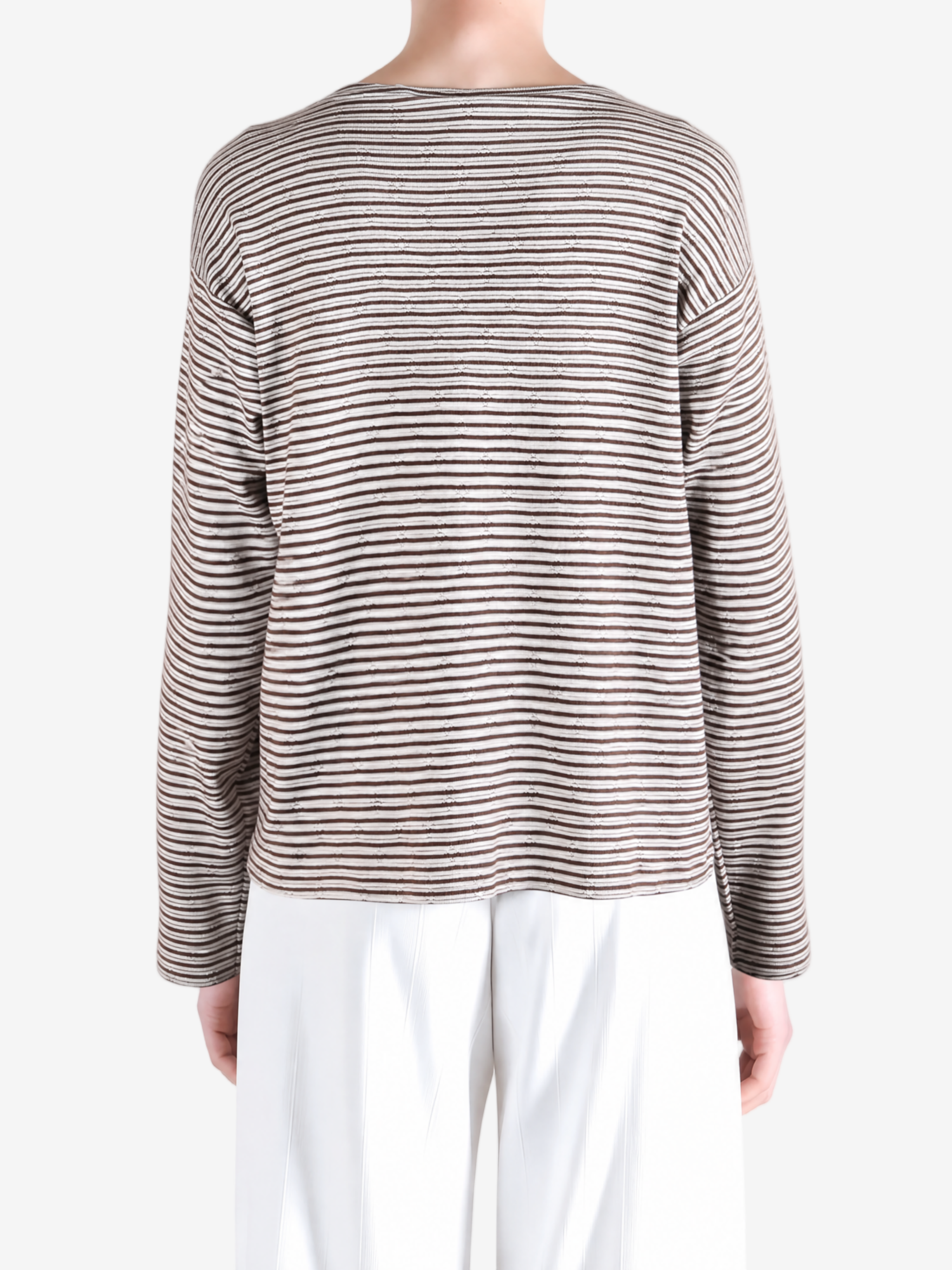 Brown knitwear, full body view