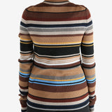 Brown sweater worn by a person, showing the sweater fit