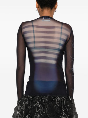 JEAN PAUL GAULTIER - Women Printed "Le Mâle" Mesh Top