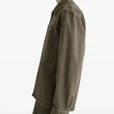 Green shirt worn by a person, showing the shirt's fit