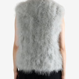 Grey gilet worn by a person, showing the gilet fit