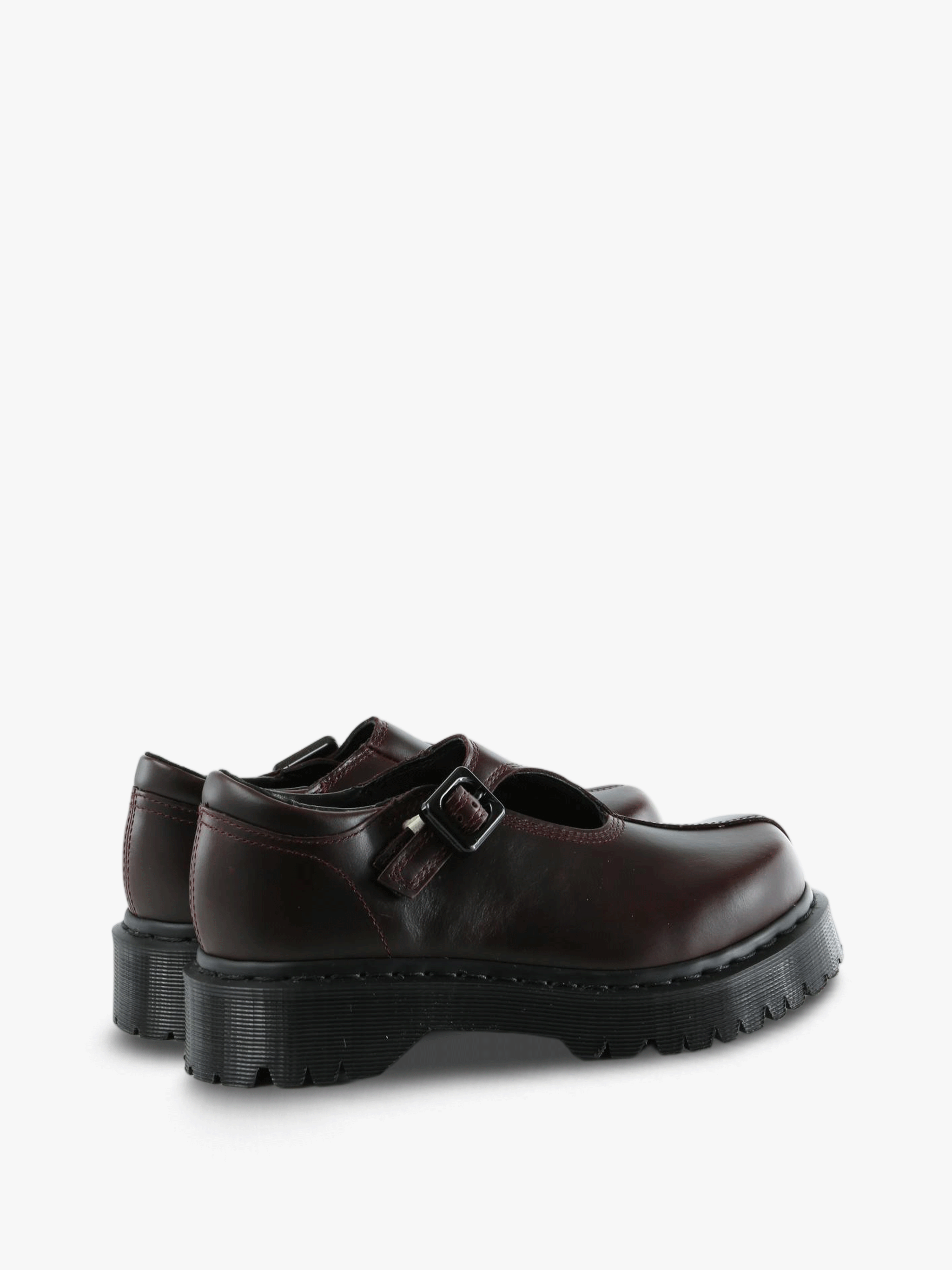 Burgundy shoes, side view