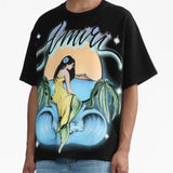 Black t-shirt worn by a person, showing the t-shirt fit
