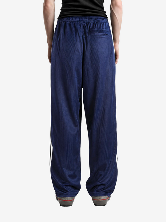 Navy pants, full body view