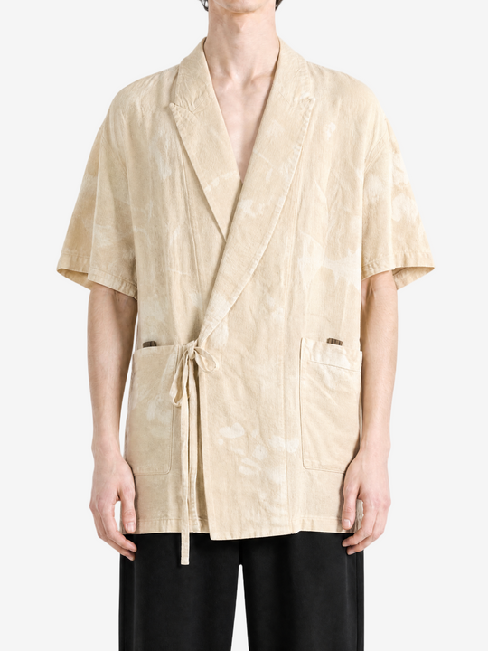 Tan shirt, full body view