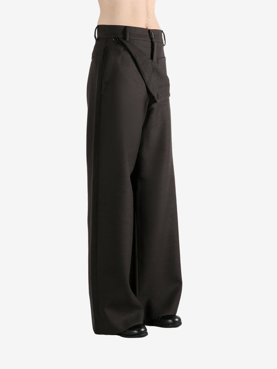 Brown pants worn by a person, showing the pants fit