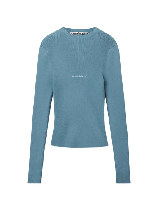 Blue top, front view