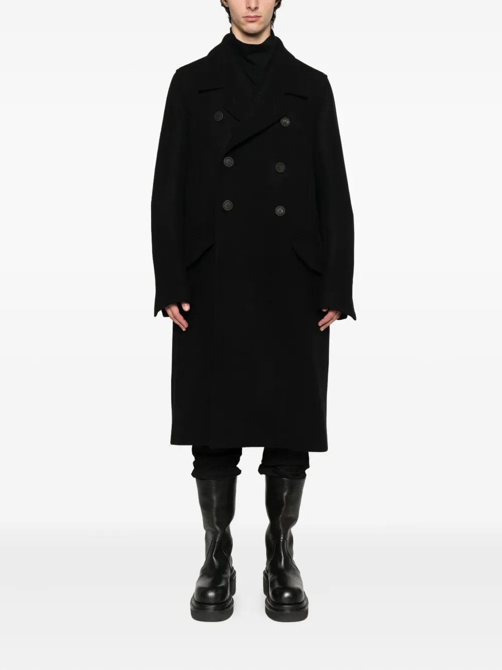 Black coat, full body view