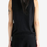 Black worn by a person, showing the top's fit