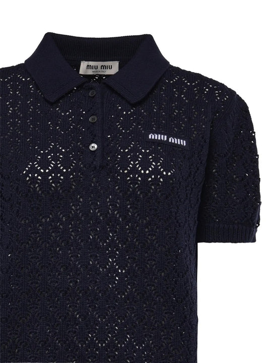 Close up of Navy shirt, showing texture of the 100% cotton fabric