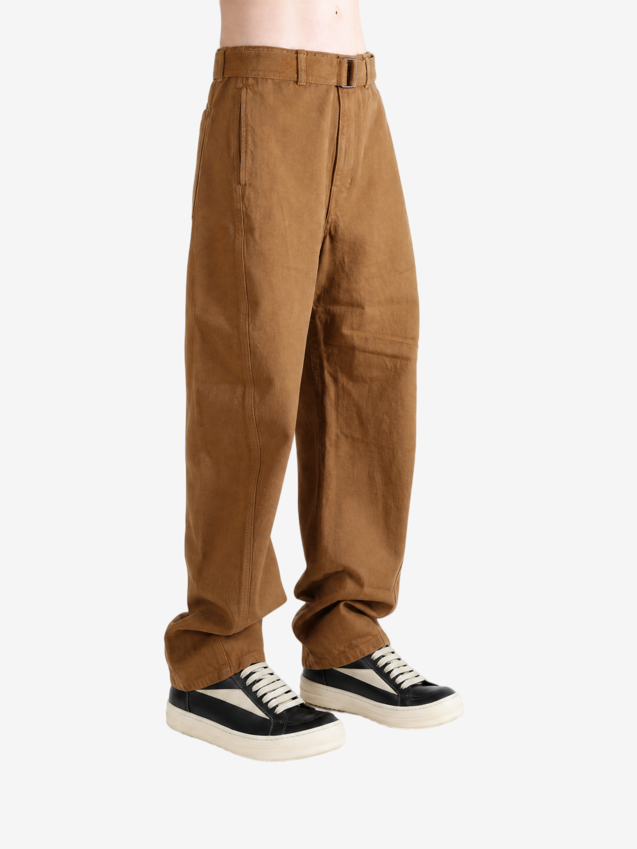 Brown pants, full body view