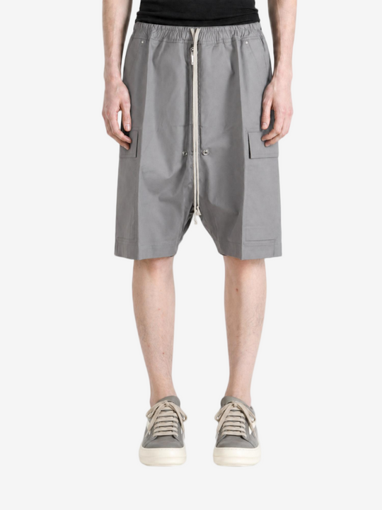Grey shorts, full body view
