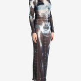 JEAN PAUL GAULTIER - Women Printed "Squeletor" Mesh Long Dress