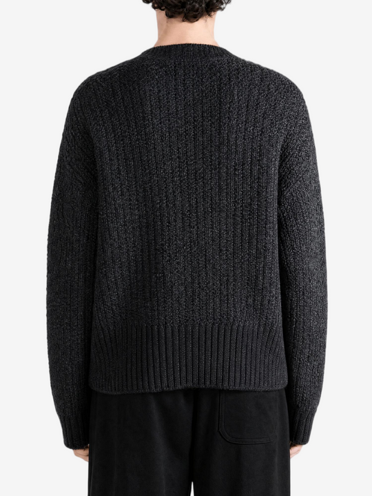 Grey knitwear, full body view