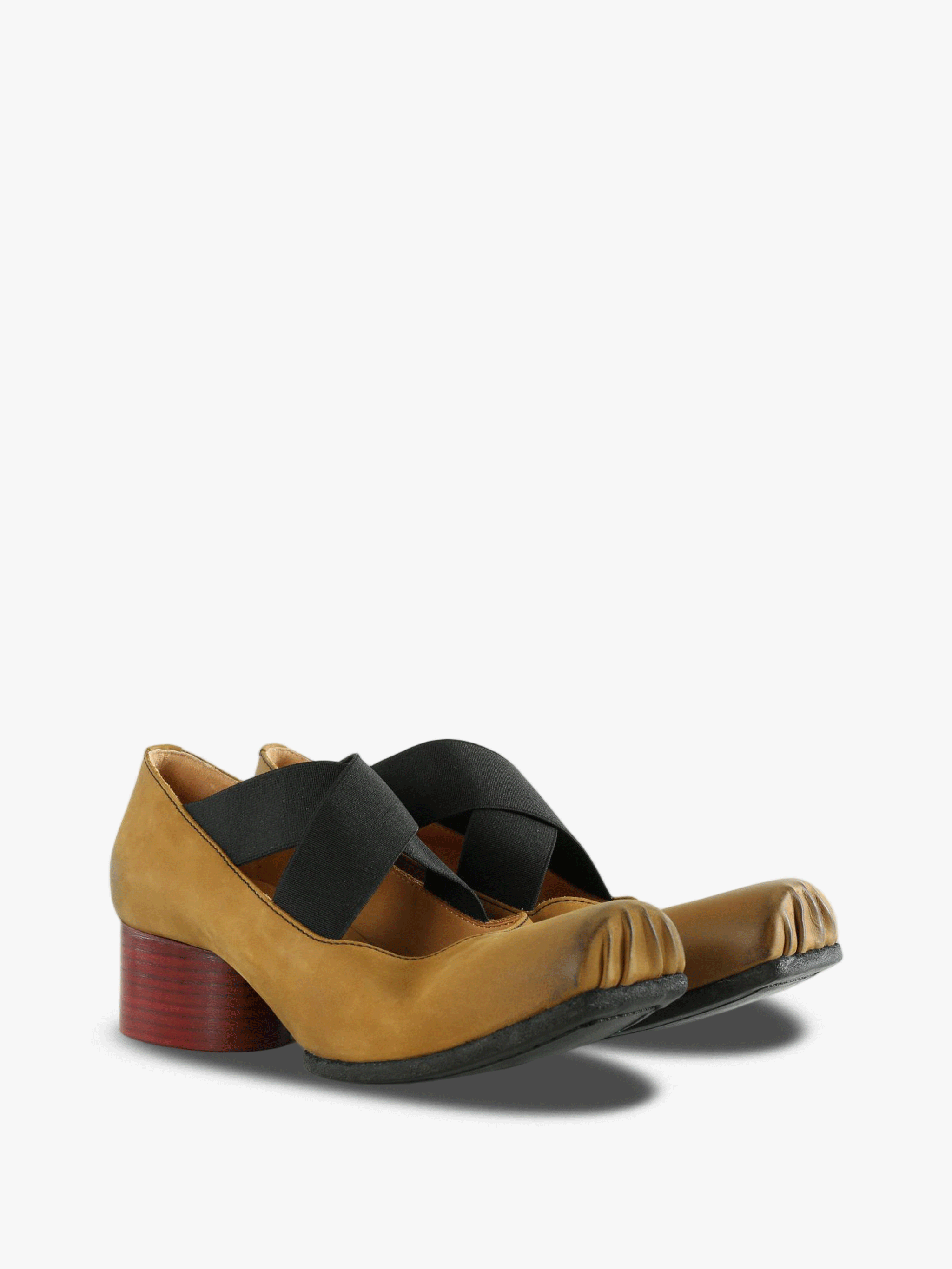 Tan shoes, front view