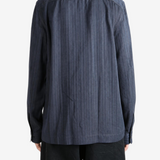 Navy jacket, full body view