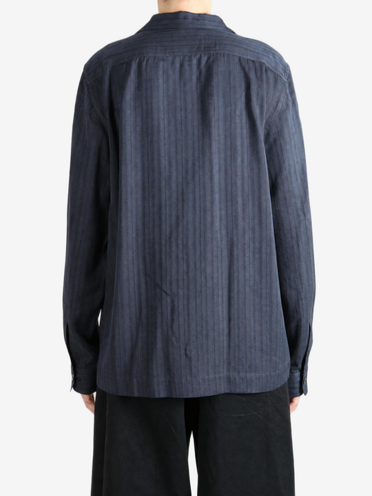 Navy jacket, full body view