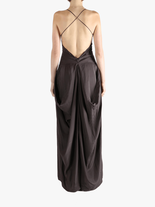 Purple dresses worn by a person, showing the dresses' fit