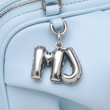 Blue bag,showing texture of the Lamb Leather fabric