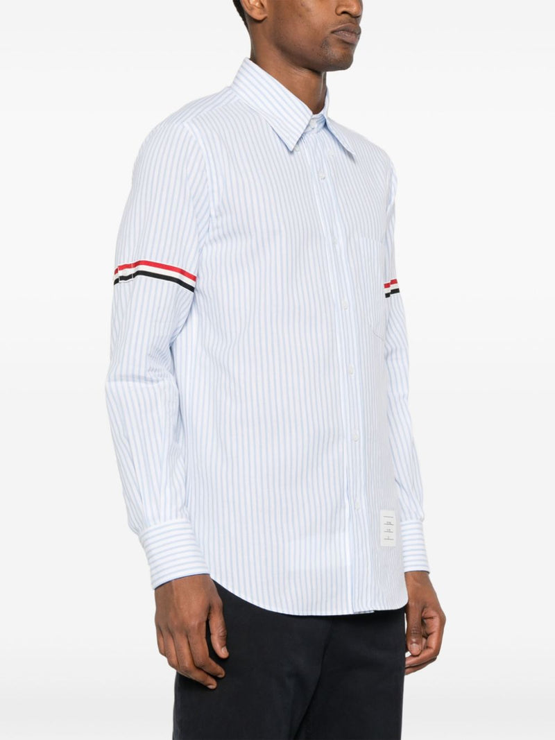 THOM BROWNE - Men Straight Fit BD PC L/S  W/GG Armband Stripe Madras Shirt