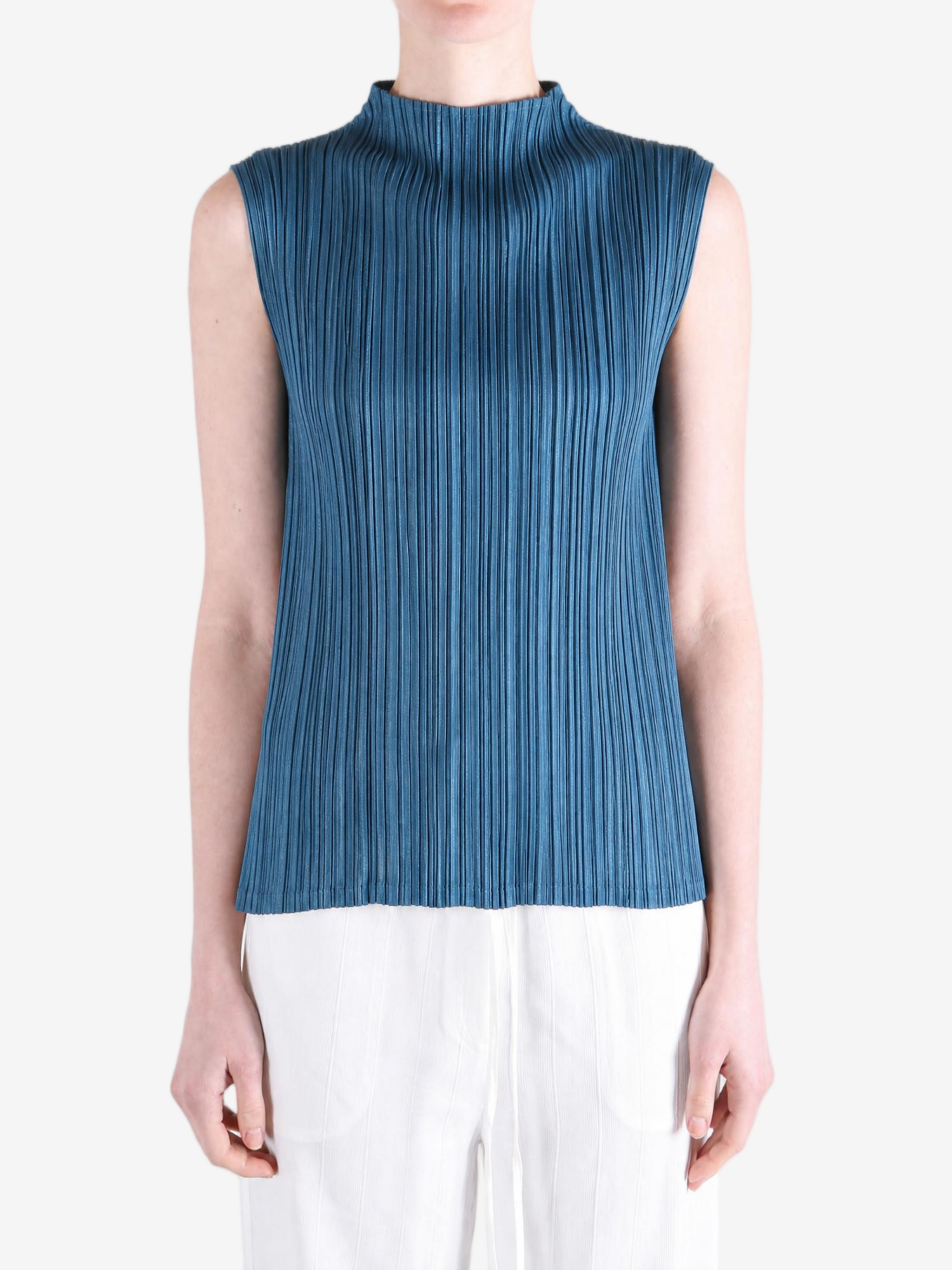 Blue shirt worn by a person, showing the shirt fit