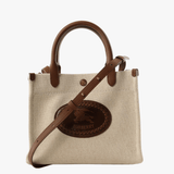 Tan bag, front view