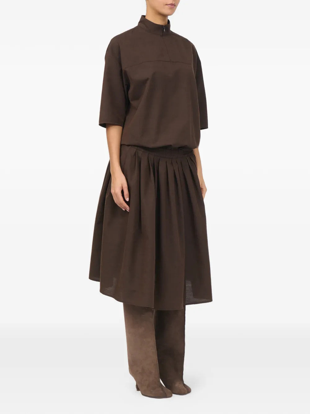 Brown dress, full body view