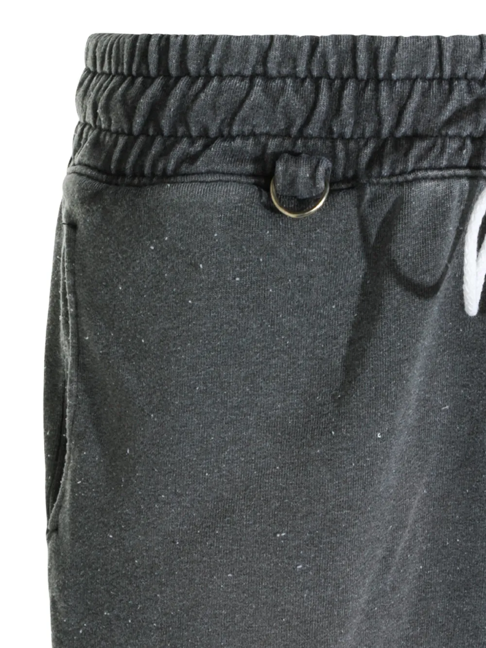 Close up of Black shorts, showing texture of the 100% cotton fabric