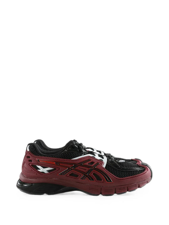 Burgundy shoes, side view