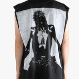 Black t-shirt worn by a person, showing the t-shirt's fit