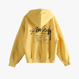 Yellow hoodies, back view