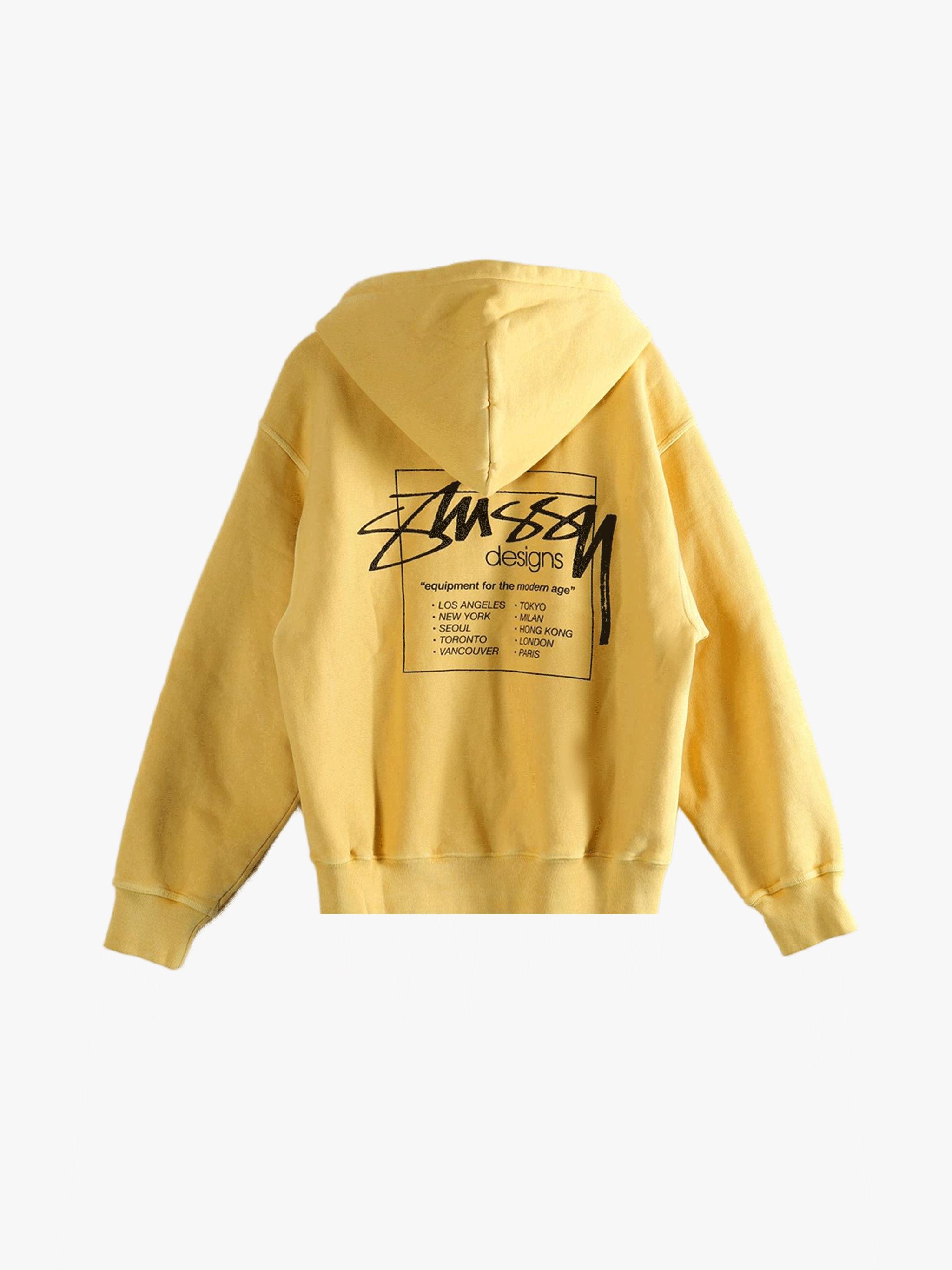 Yellow hoodies, back view