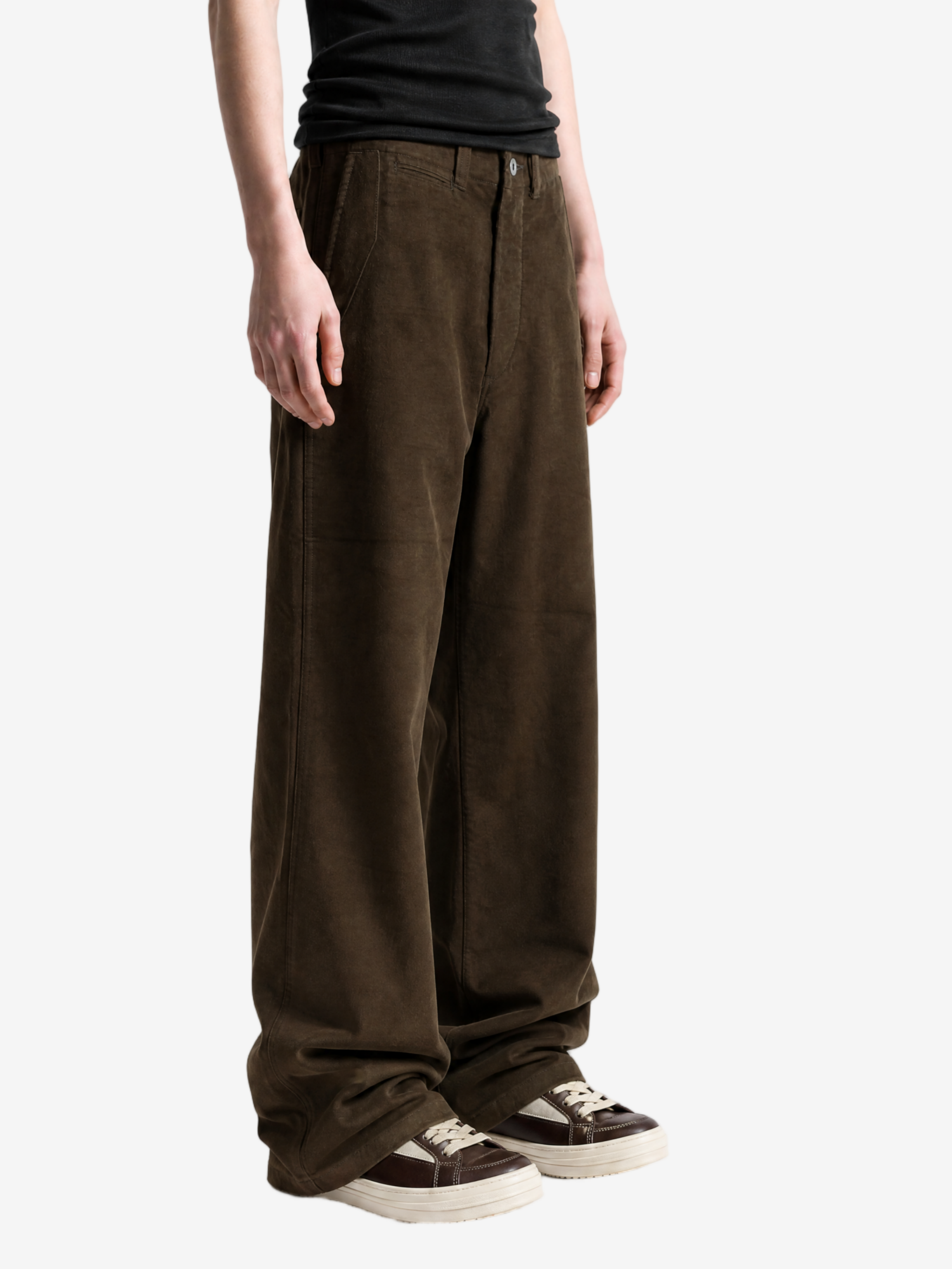 Brown pants, full body view