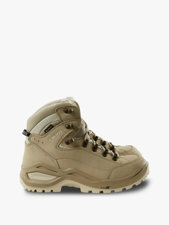 Tan boots, side view