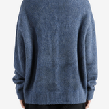 Blue hoodie, full body view