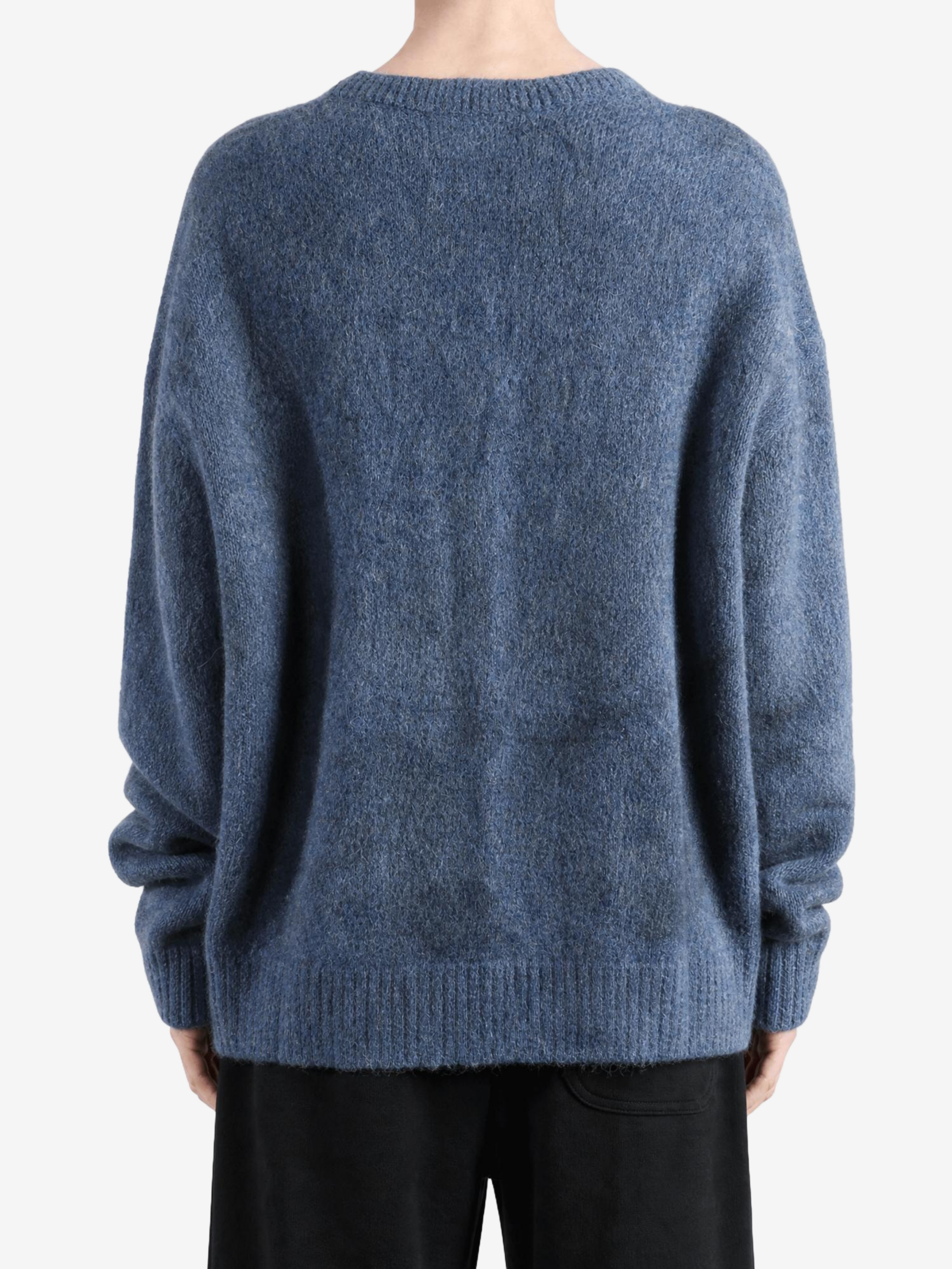 Blue hoodie, full body view