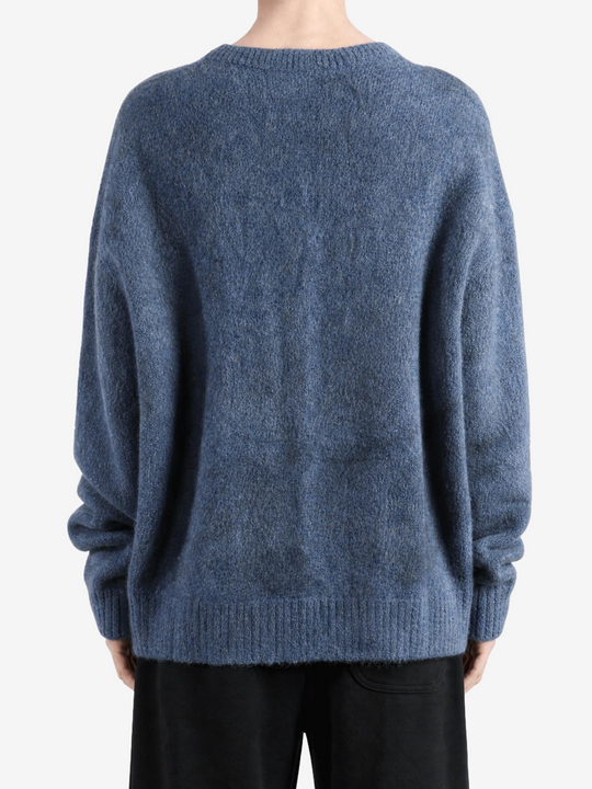 Blue hoodie, full body view