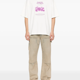 tan t-shirt, full body view