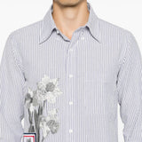 THOM BROWNE - Men Straight Fit L/S BD W/Satin Fill Stitch Flowers With Applique Shirt