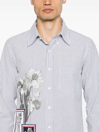 THOM BROWNE - Men Straight Fit L/S BD W/Satin Fill Stitch Flowers With Applique Shirt