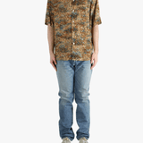 Tan shirt, full body view