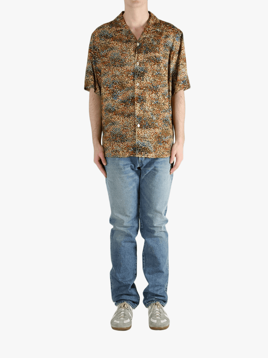 Tan shirt, full body view