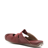 Burgundy shoes, side view