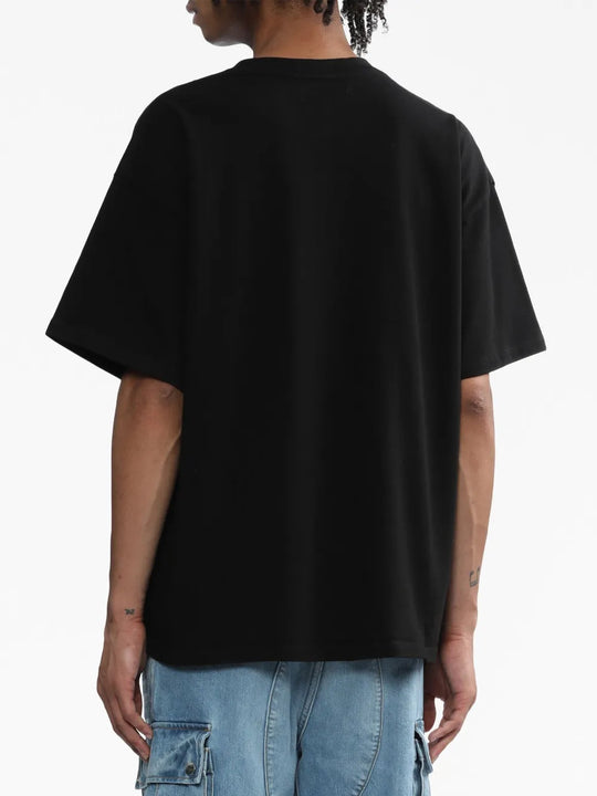 Black t-shirt, full body view