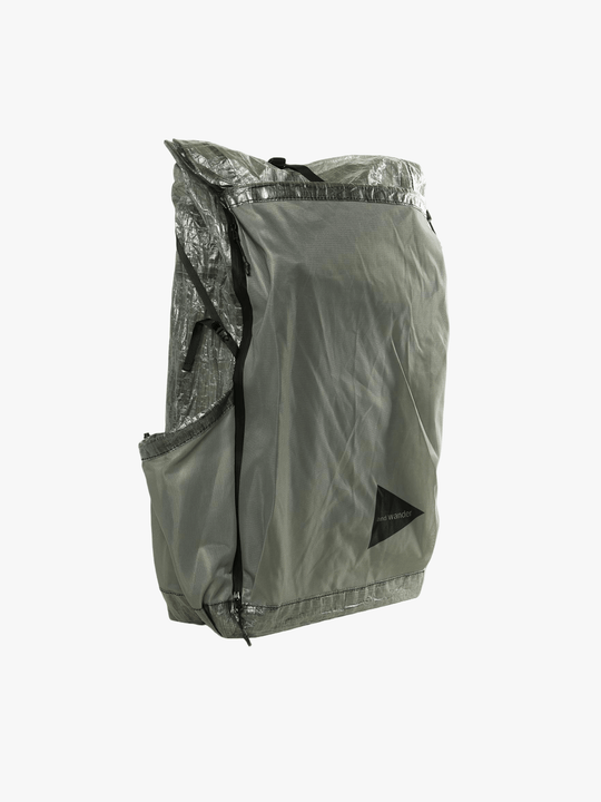 Grey backpack, side view