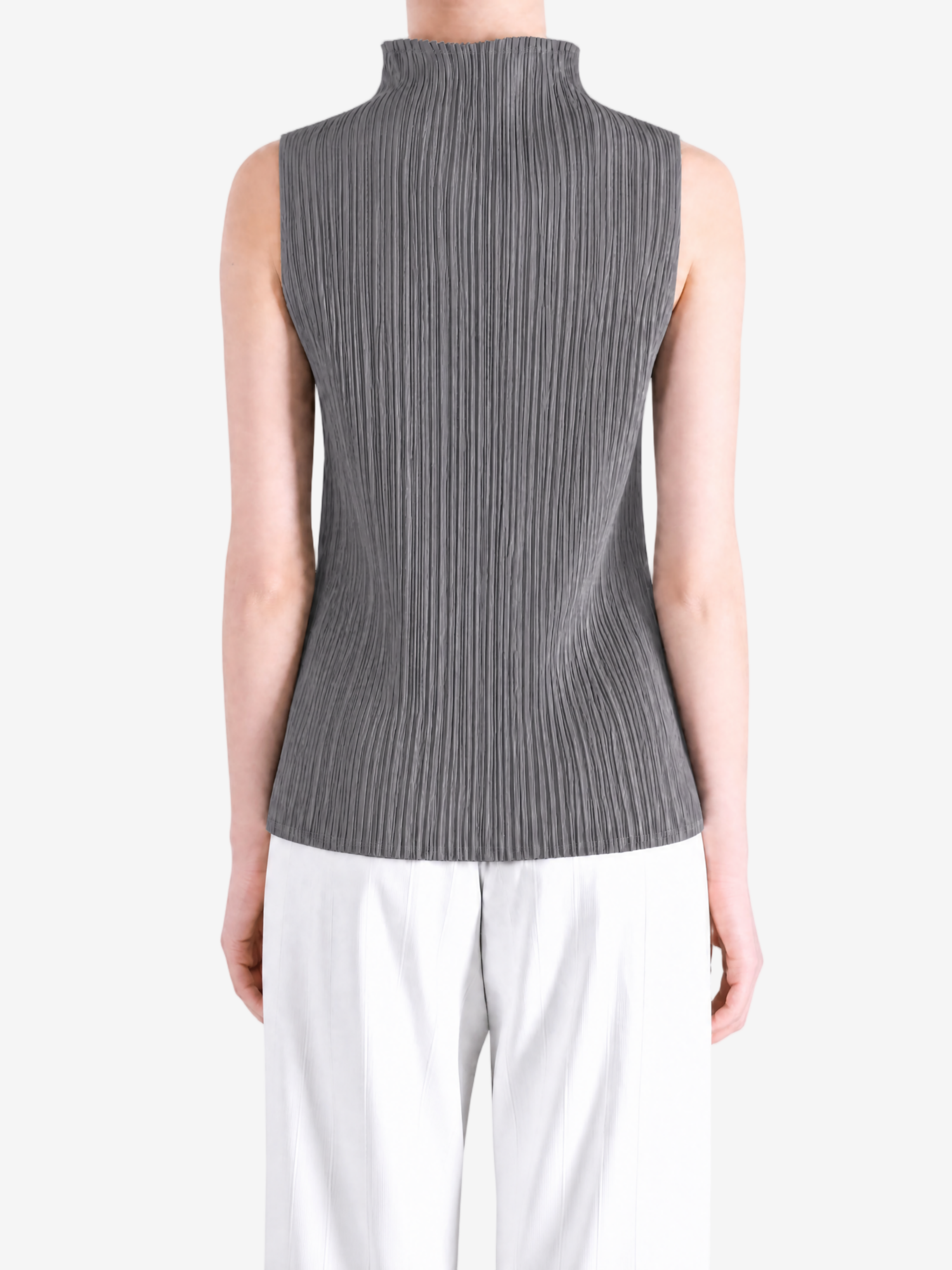 Grey shirt worn by a person, showing the shirt fit