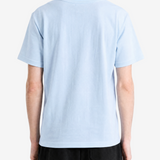 Blue t-shirt, full body view