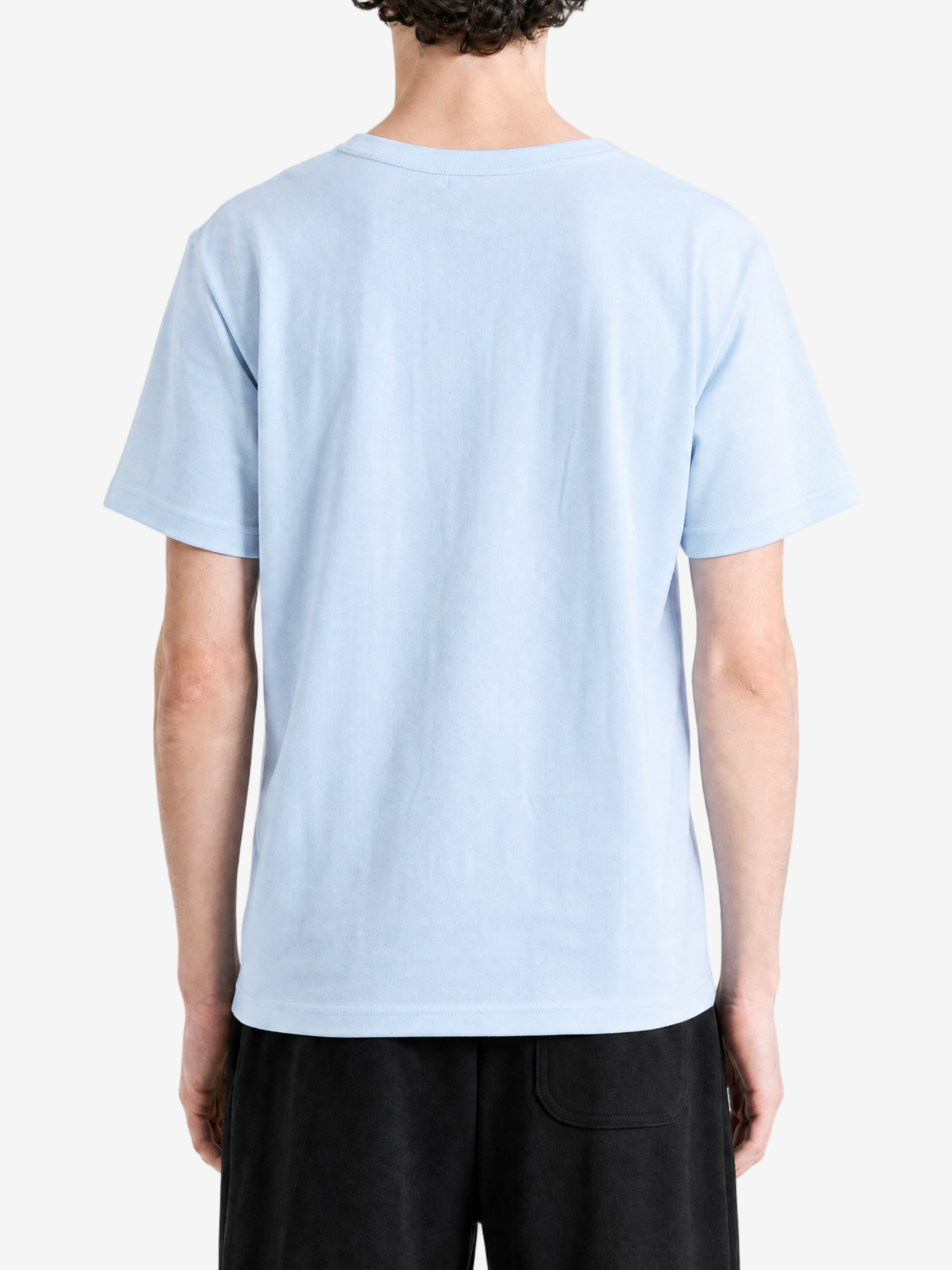 Blue t-shirt, full body view