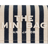 Close up of the blue bag, showing texture of the cotton fabric