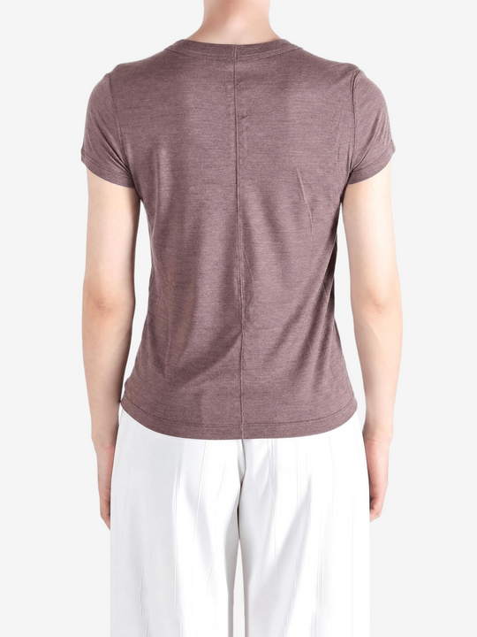 Brown t-shirt, full body view